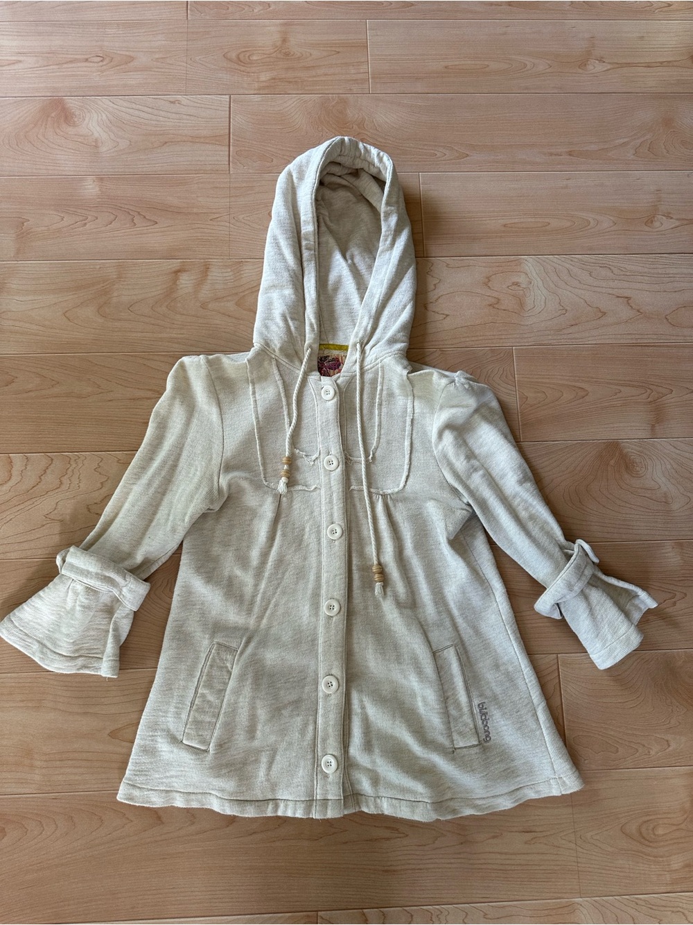 Billabong vintage Y2K skater Cream Hooded Button-Front Knit Jacket medium